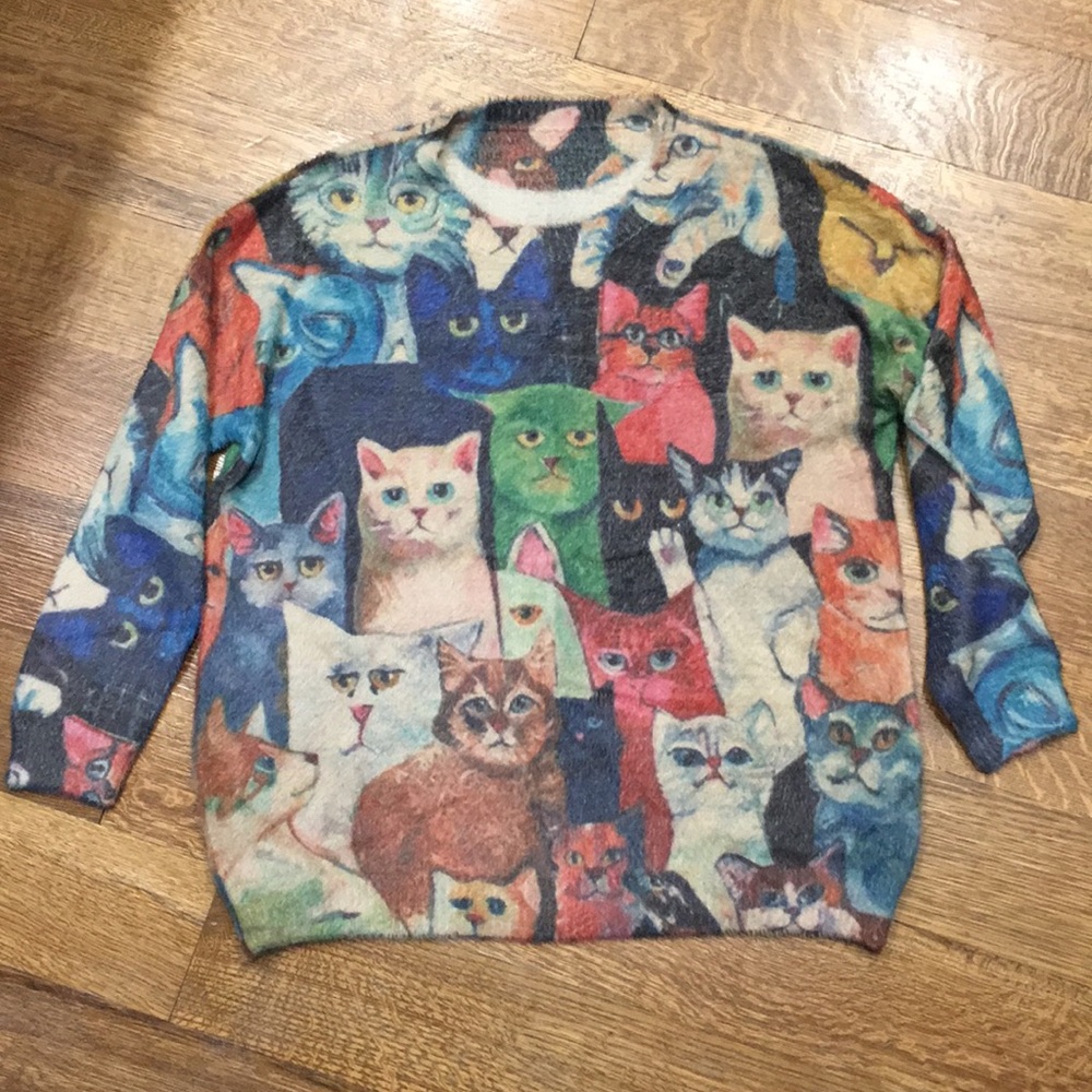 Wool Blend Cat sweater size Medium